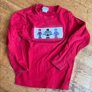 Red Kids Shirt with Superhero Design